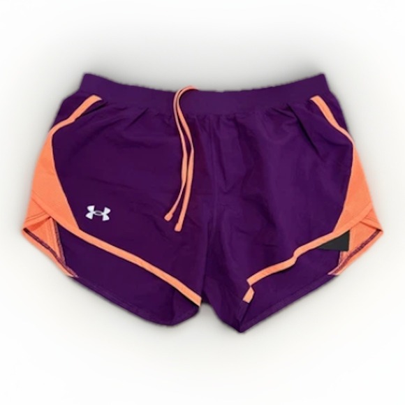Under Armour Shorts Womens Small Heatgear UA Fly-By 2.0 Active Loose Fit Purple - Picture 1 of 7